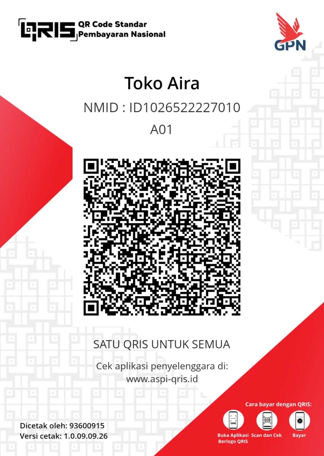 QRIS Resmi Toko Aira